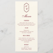 Menu Elegant Retro Checkered Burgundy Wedding (Devant)
