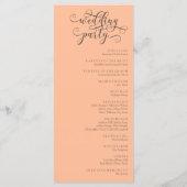 Menu Élégant romantique Calligraphie Peach Wedding Prog (Dos)