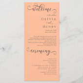 Menu Élégant romantique Calligraphie Peach Wedding Prog (Devant)
