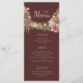 Menu Élégant Romantique Rouge Floral Rustique   (Devant)