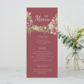 Menu Élégant Romantique Rouge Floral Rustique (Debout devant)