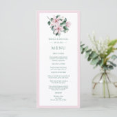 Menu Elégant rose Aquarelle Magnolia Floral Mariage (Debout devant)