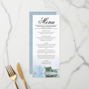 Menu Élégant Rose bleu clair bleu azur en miroir Mariag