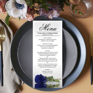 Menu Elégant Rose bleu marine avec Mariage de Réflexion