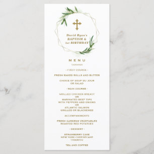 Menu Élégant rose Blush Floral 1er Anniversaire & Baptê
