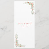 Menu Élégant rose couleur rose Script Mariage (Dos)