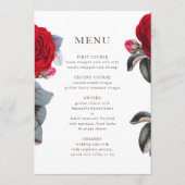 Menu Élégant rose de fleurs rouges. Mariage Chic d'été (Devant)