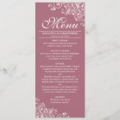 Menu Elégant Rose Dusty & White Frilly Corners Mariage (Devant)