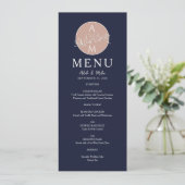 Menu Elégant Rose Gold et Mariage bleu marine (Debout devant)