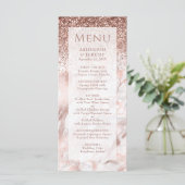 Menu Elégant Rose Gold Faux Parties scintillant Marbre  (Debout devant)