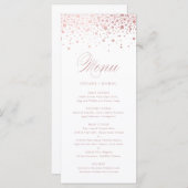 Menu Elégant Rose Gold Foil Confetti Mariage (Devant / Derrière)