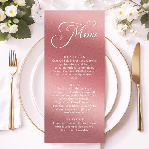 Menu Élégant Rose Gold Mariage Moderne Dîner