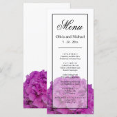 Menu Elégant rose hydrangée florales Mariage (Devant / Derrière)