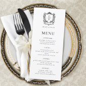 Menu Élégant Rose Monogram Crest Mariage