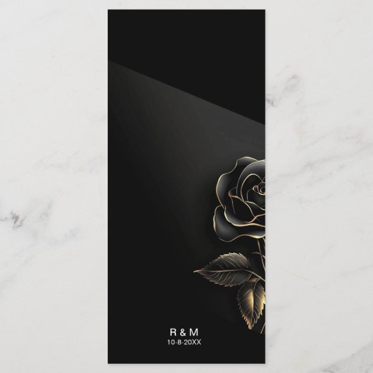 Menu Élégant Rose noir et or Mariage (Dos)