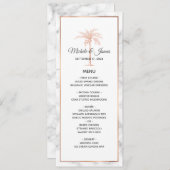 Menu Elégant Rose or cuivre Palm Tree Marble Mariage (Devant / Derrière)