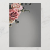 Menu Élégant rose Roses Blanches Floral Gris Mariage (Dos)
