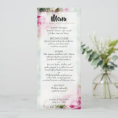 Menu Élégant rose Roses et Mariage de pivoine (Debout devant)
