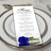 Menu Elégant Rose Royal Blue avec Mariage Réflexions