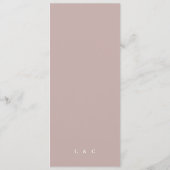 Menu Élégant rose Simple Taupe Blanc Monogramme (Dos)