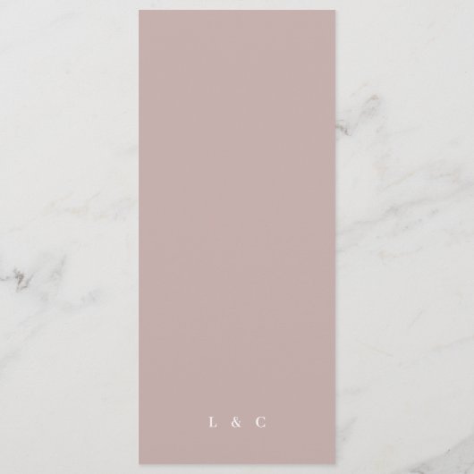 Menu Élégant rose Simple Taupe Blanc Monogramme (Dos)