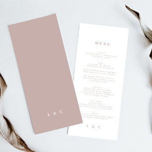 Menu Élégant rose Simple Taupe Blanc Monogramme