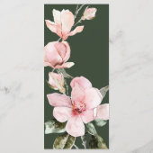 Menu Elégant Rose vert Aquarelle Magnolia Mariage (Dos)