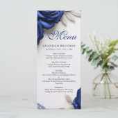 Menu Elégant Roses bleu marine et Mariage Parties scint (Debout devant)