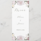 Menu Elégant Roses Rose Jardin Mariage (Devant)