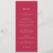 Menu Élégant rouge foncé Magenta Mariage classique (Devant)