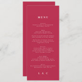 Menu Élégant rouge foncé Magenta Mariage classique (Devant / Derrière)