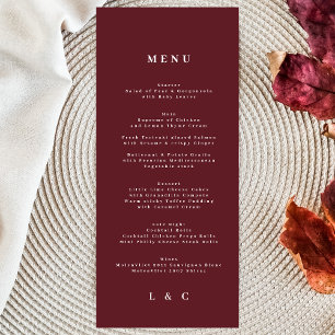 Menu Élégant rouge foncé prune bourgogne classique Mari