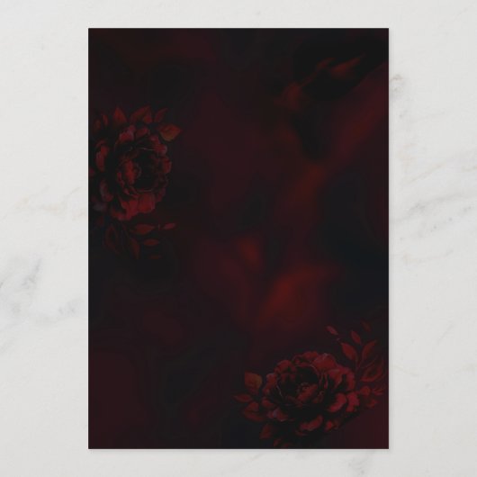 Menu Élégant rouge noir floral Mariage moody (Dos)