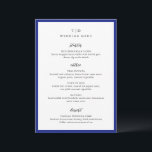 Menu Elégant Royal Blue Monogram Mariage moderne<br><div class="desc">Menus mariages modernes avec un design épuré avec des polices serif et script.</div>
