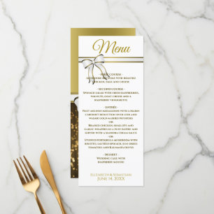 Menu Élégant Ruban Or & Mariage Festive Éperkles