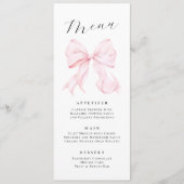 Menu Élégant Ruban Rose (Devant)