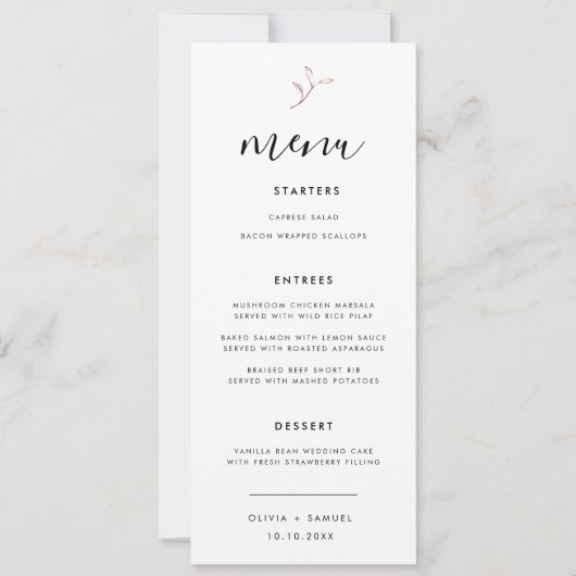 Menu Elegant Rust Oranje Branch Modern Wedding Kaart (Voorkant)
