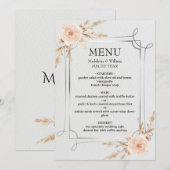 Menu Elégant Rustic Boho Fleur sauvage Mariage (Devant / Derrière)