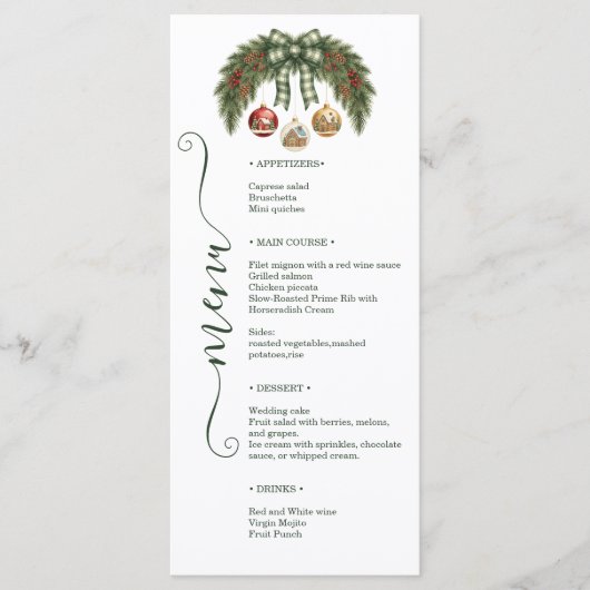 Menu Elegant Rustic Holiday Weeding (Devant)