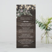 Menu Elegant Rustic Wood Lights Boho Greenery Wedding (Debout devant)