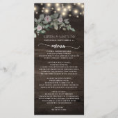 Menu Elegant Rustic Wood Lights Boho Greenery Wedding (Devant)