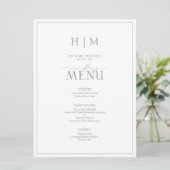 Menu Élégant Sage Green Calligraphie Monogramme Mariage (Debout devant)