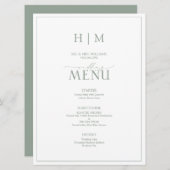 Menu Élégant Sage Green Calligraphie Monogramme Mariage (Devant / Derrière)