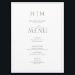 Menu Élégant Sage Green Calligraphie Monogramme Mariage<br><div class="desc">Planifier un mariage peut être un processus stressant, mais ne laissez pas les menus être l'un de vos soucis. Présentation du menu Mariage Elegant Sage Green Calligraphy Monogram. Ce menu moderne, formel et élégant aura tous les yeux sur la table ! Vous pourrez vous émerveiller devant le menu de 6,...</div>