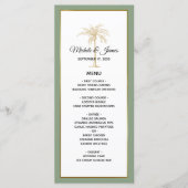 Menu Élégant Sage Green Gold Palm Tree Mariage (Devant)