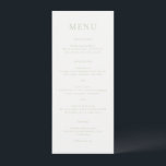 Menu Élégant Sage Green Script Monogramme Mariage<br><div class="desc">Un menu de mariage élégant avec un design classique avec votre monogramme dans une police de script et votre menu dans une police de serif traditionnelle.</div>
