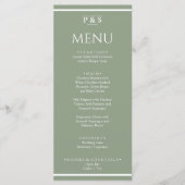 Menu Élégant Sage Green Simple Monogramme Mariage (Devant)