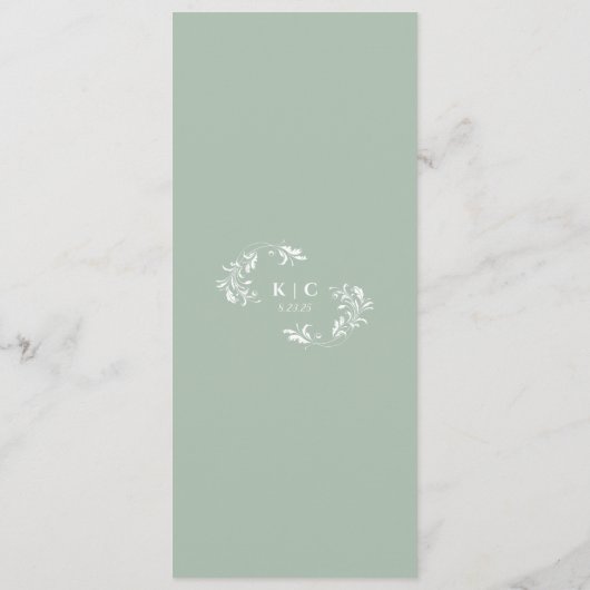 Menu Elegant Sage Green Wedding Flourish (Dos)