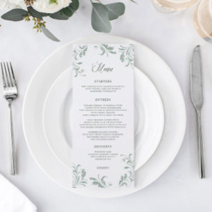 Menu Elegant Sage Green Wedding Flourish