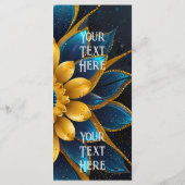 Menu Élégant Sapphire et Mariage Floral Or (Dos)